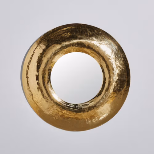 Encanto - Specchio rotondo in acciaio dorato Ø 90 cm